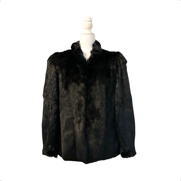 Vintage | The Must Have Classic Black Rabbit Fur Coat - Picture 2 of 16